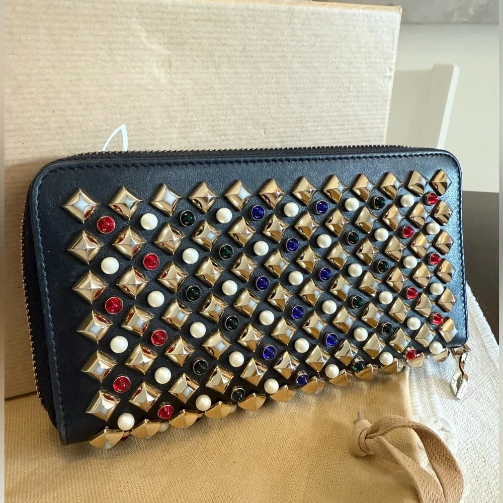 Christian Louboutin Panettone Wallet w/ Studs & Faux Pearls